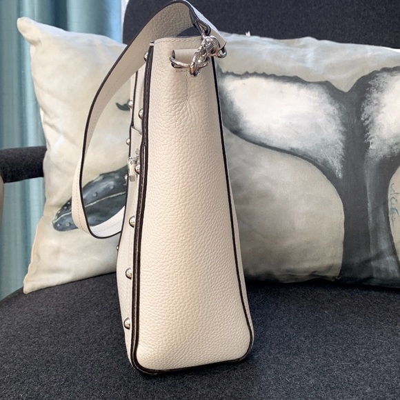 Rebecca MINKOFF StuddedOff White Pebbled Leather Bucket Bag - Picture 2 of 16